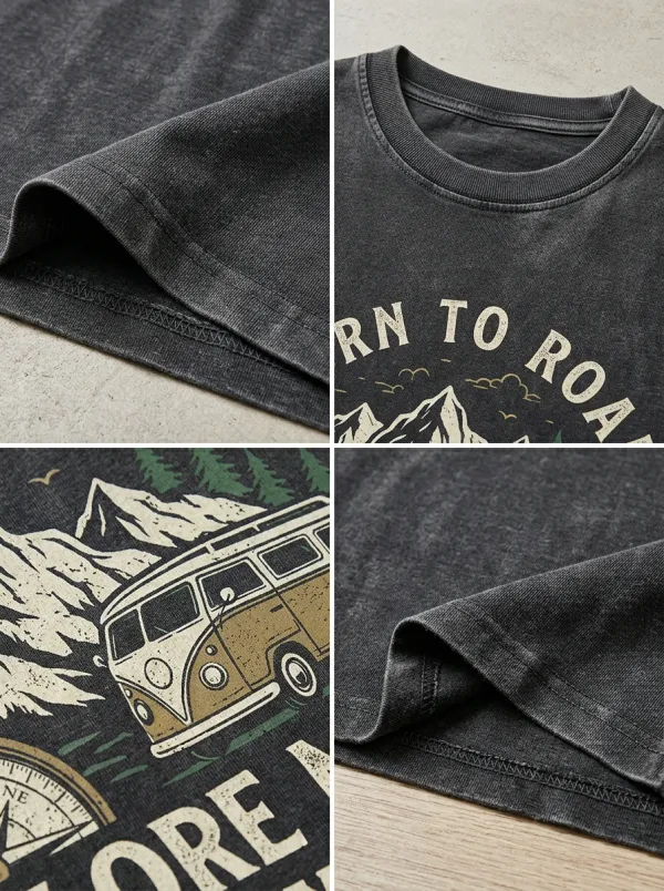 Unisex Outdoor Lover Mountain Van Compass Printed T-shirt