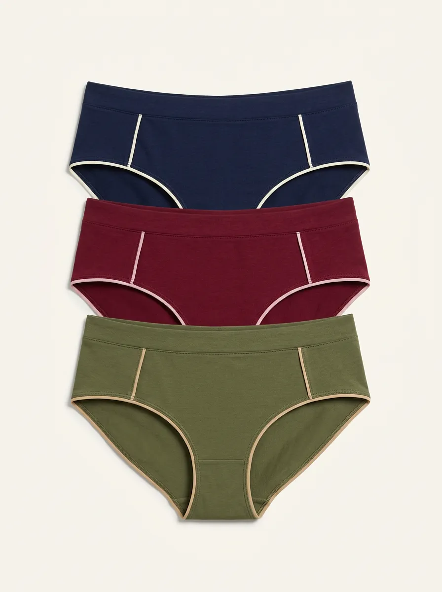 Women's Three-Pair Contrast-Piped Wide-Waist Brief Set