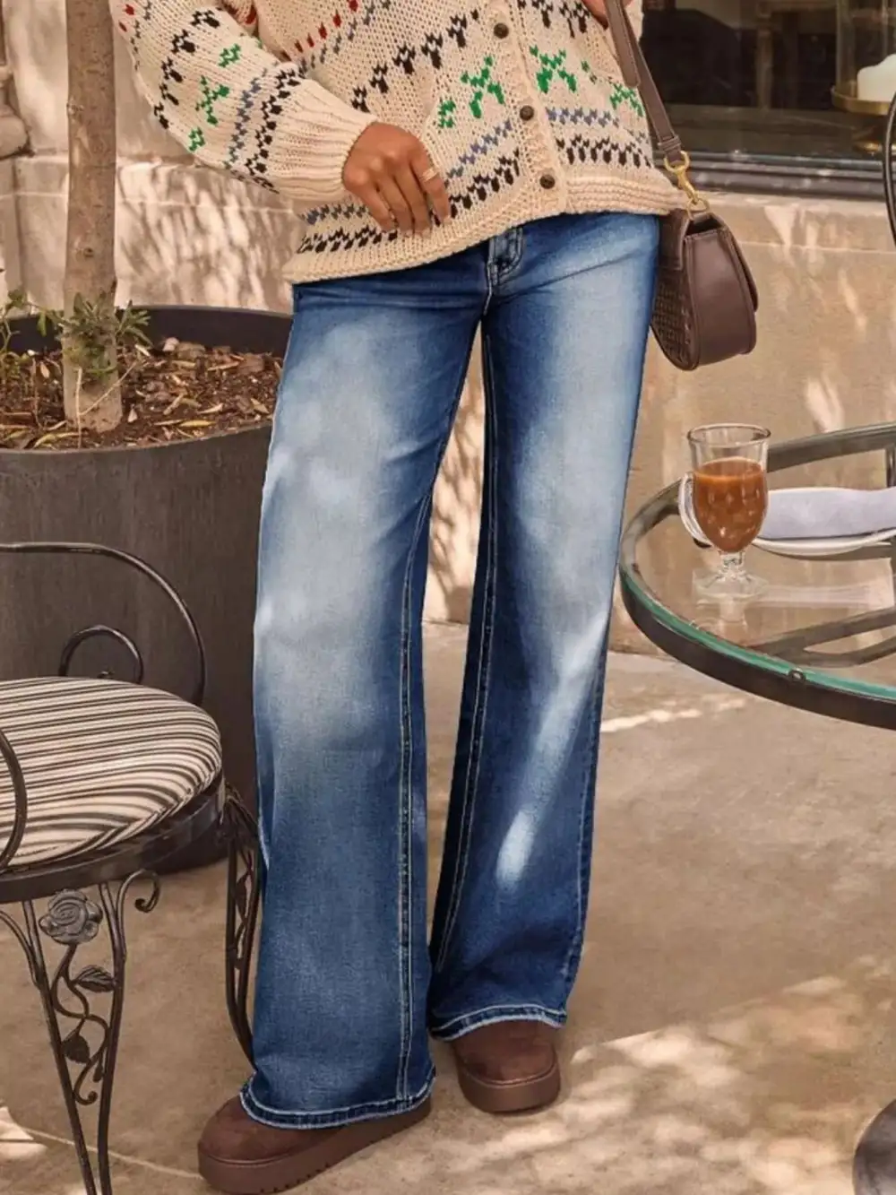Washed Wide Leg Jeans Denim Pants For Women