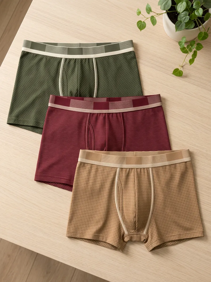 Men's Geometric Patterned 3-Pack Printed Boxer Briefs