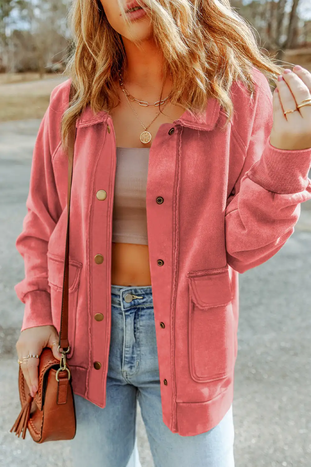 Vintage Washed Flap Pocket Button Shirt Jacket