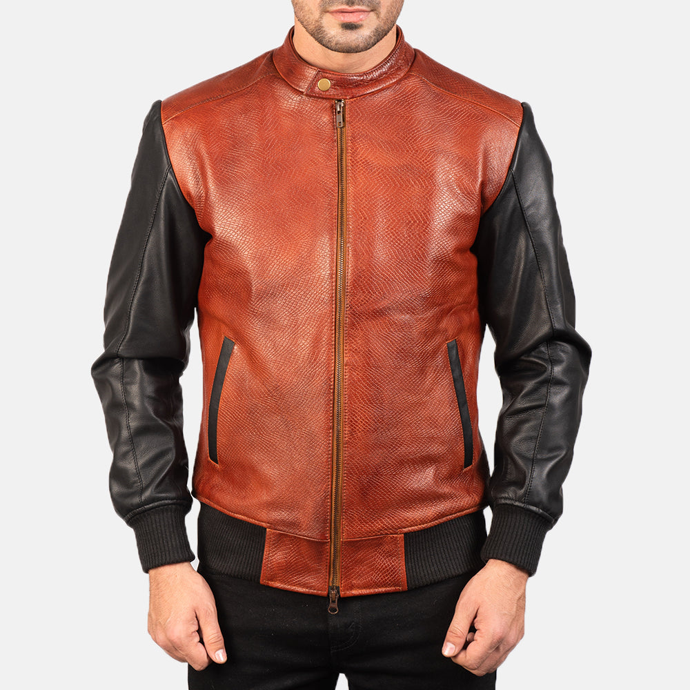 Men's Classic Structured Bomber Leather Jacket