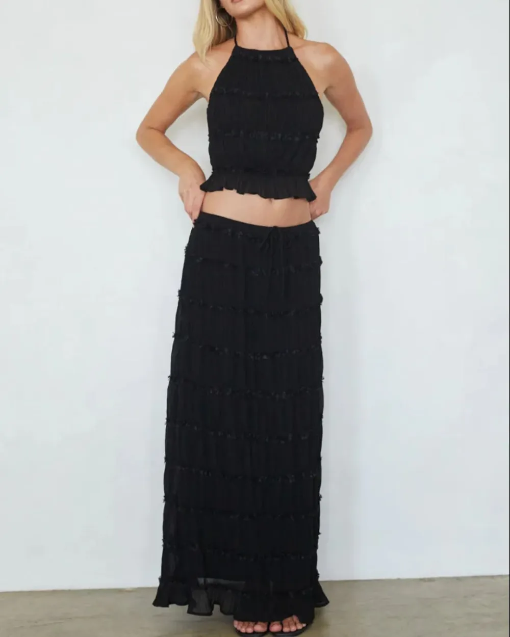 Pleated Back Halter Tank Set
