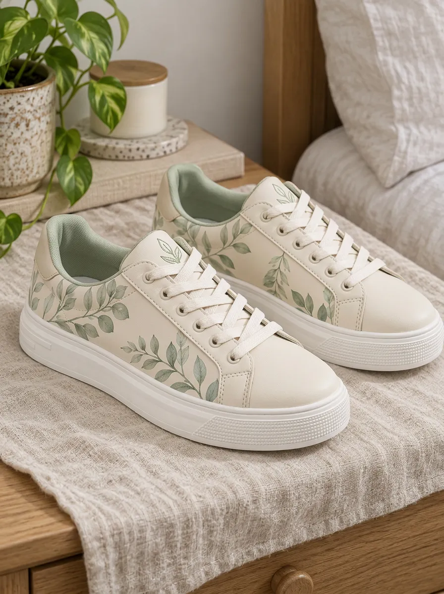 Women's Classic Botanical Nature Lover Leaves Skate Shoes