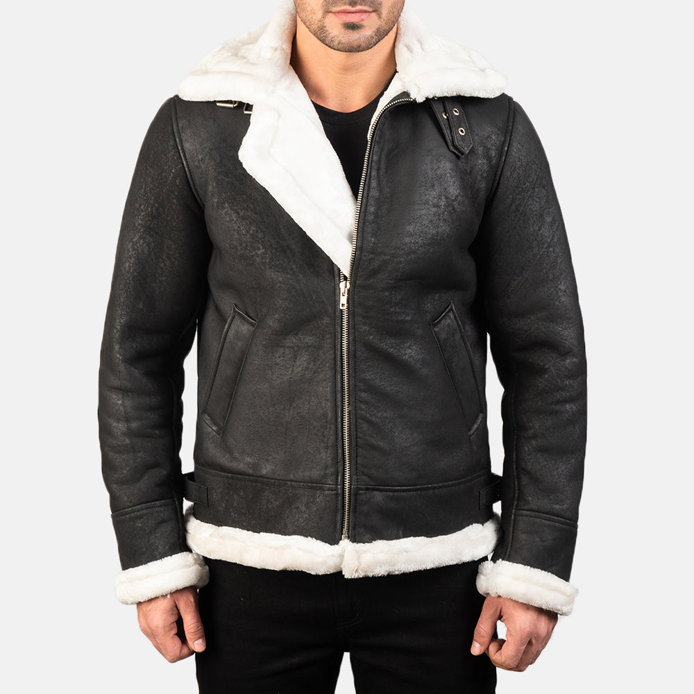 Men's Classic Bomber Leather Distressed Jacket