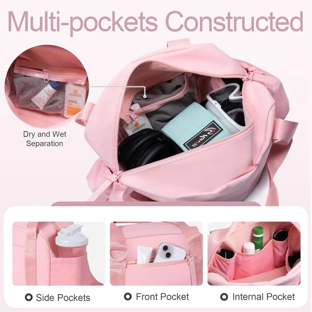 Mini Gym Bag for Women Girls Small Gym Tote Bag with Wet Compartment Waterproof Travel Duffle Bag Cute Workout Sport Bag
