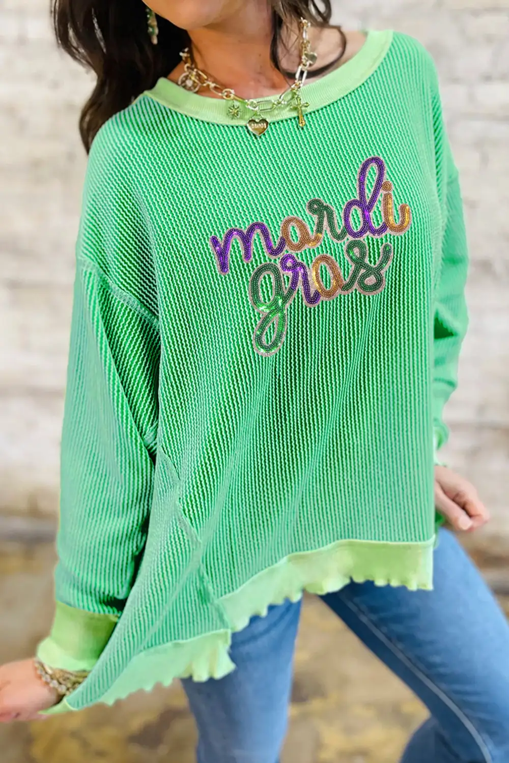 Women's Graphic Ribbed Sequin T-Shirt