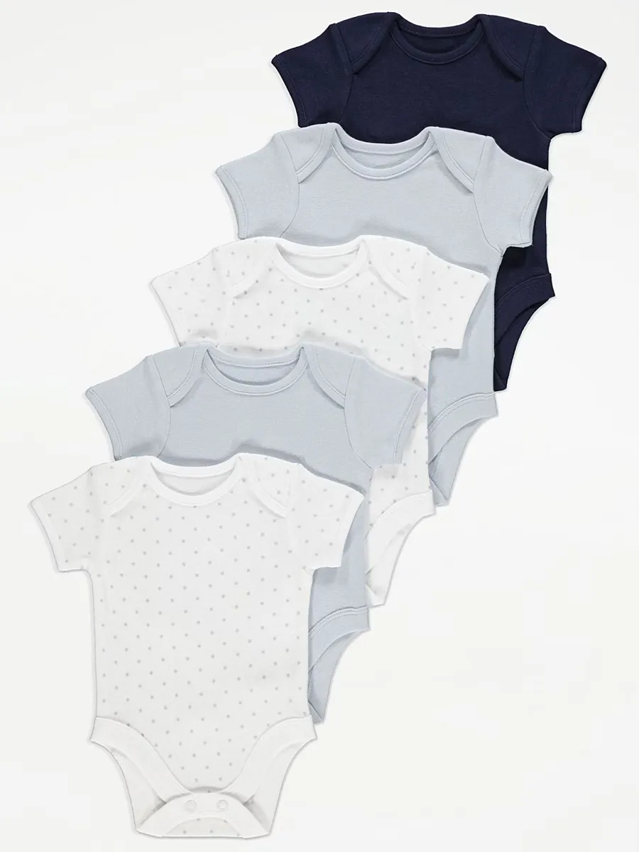 Blue Short Sleeve Bodysuits 5 Pack