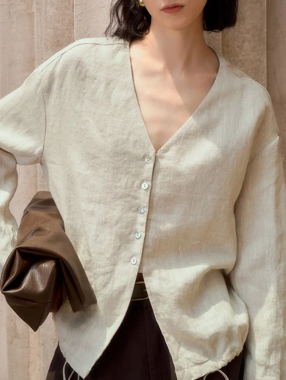 Pure Linen V Neck Relaxed Fit Top