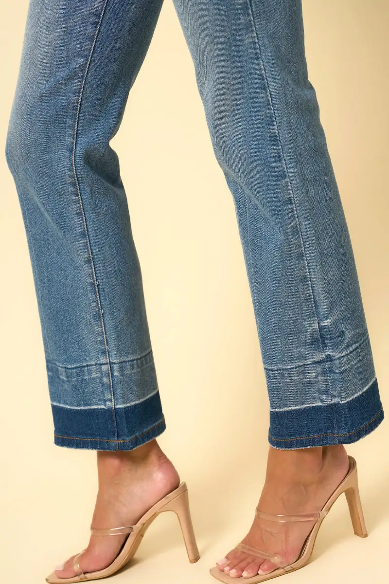 High Rise Released Hem Straight Jeans