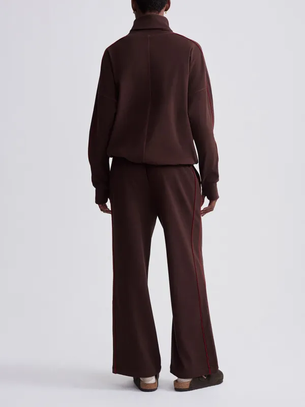 Stylish Turtleneck Contrast-Piped Sweatshirt