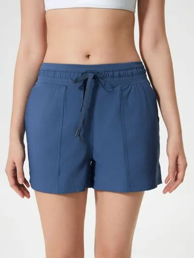 Drawstring Active Shorts With Pockets