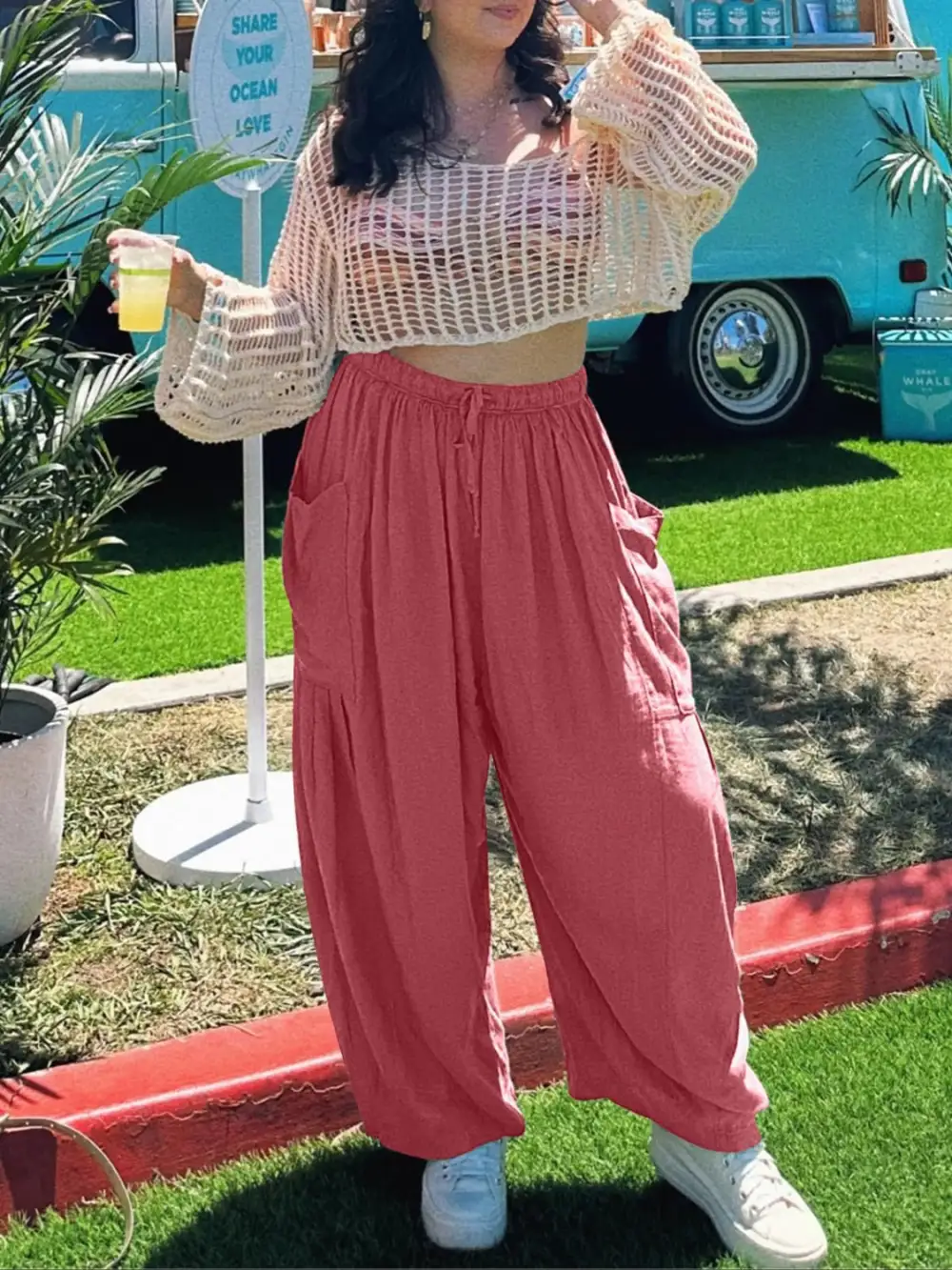 Wide Leg Pocket Plus Pants
