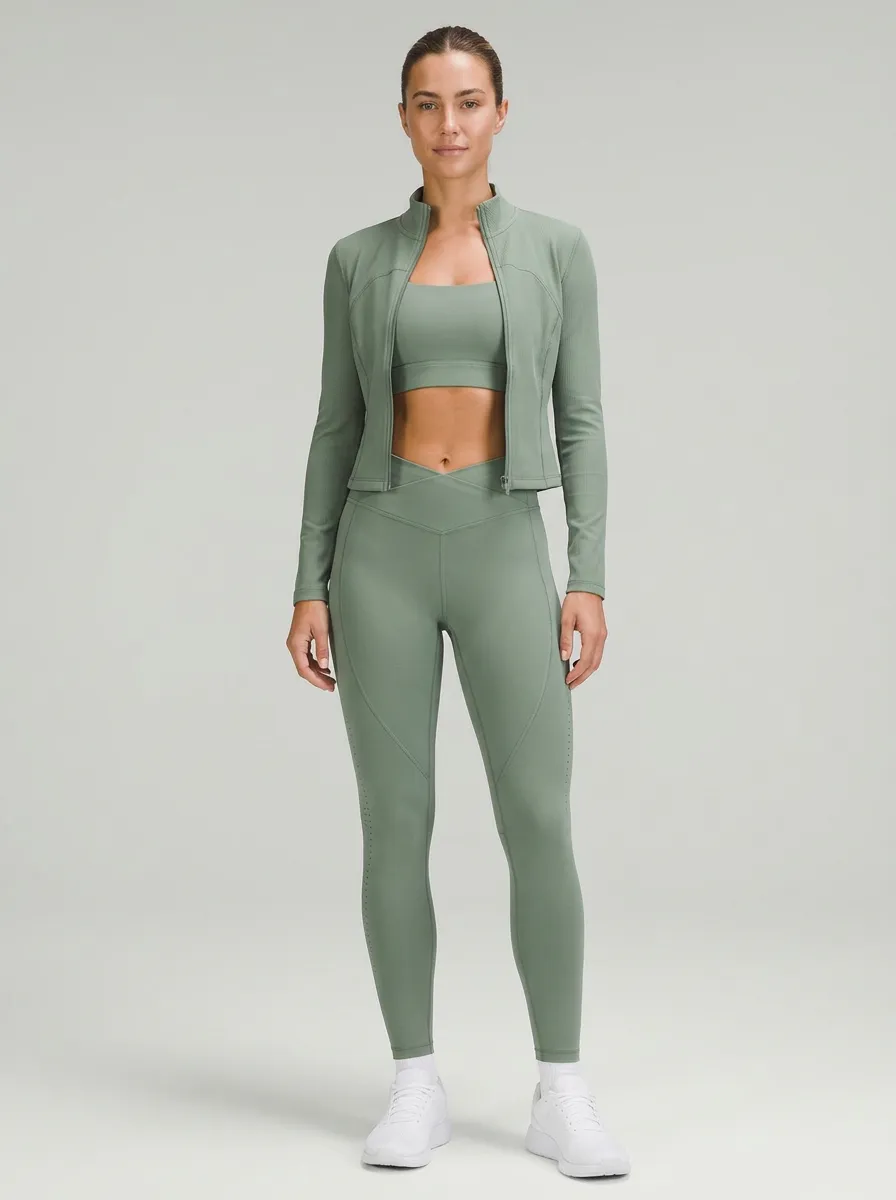 Utility Ribbed Texture Seamless Design Set Women's Three Piece Activewear Set