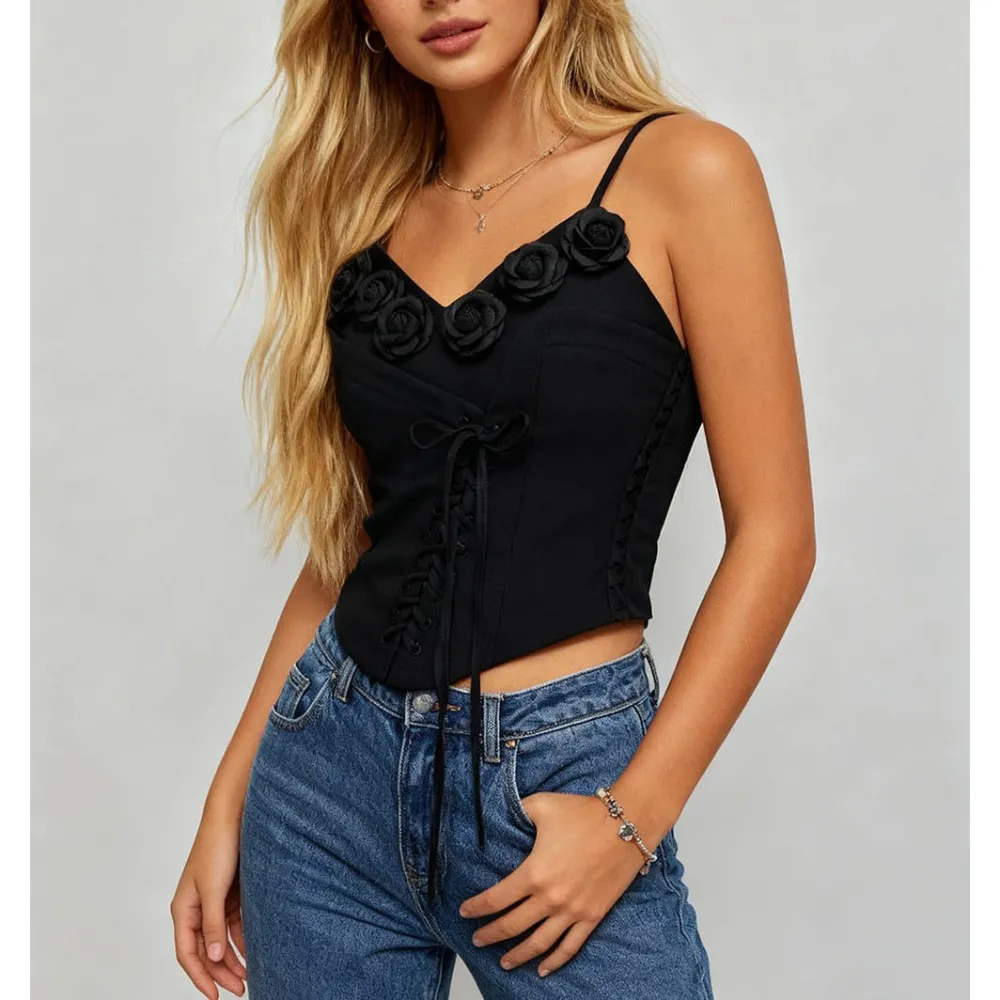 D Corset Cross Lace Up Cami Top