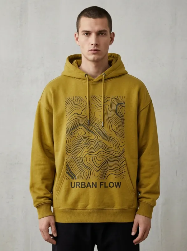 Casual Topographic Men's Graphic Hoodie