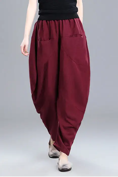Classic Linen Cotton High Waist Pocketed Trousers