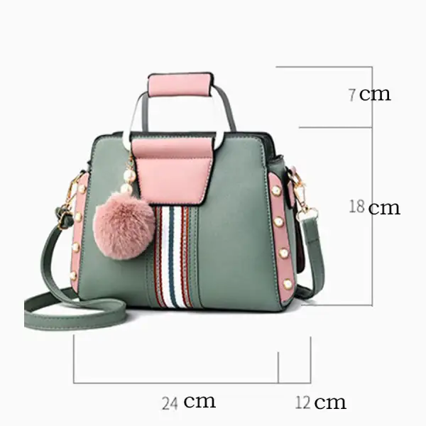 Chic PU Leather Shoulder Bag Beaded Flap Stylish