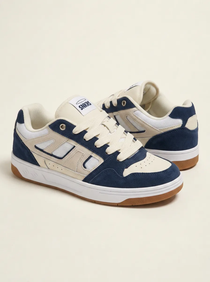 Women's Casual Retro Colorblock Suede Printed Sneakers