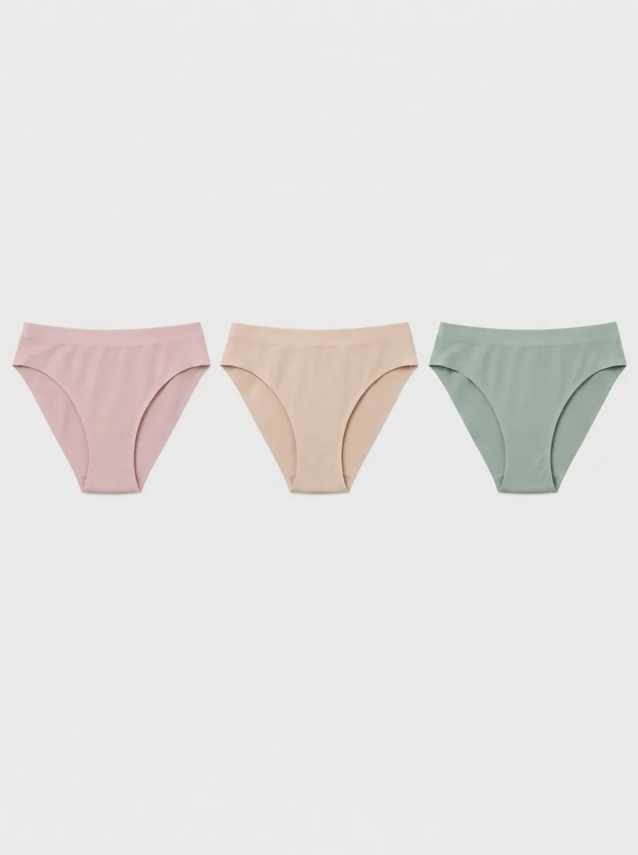 Women's Minimalist Solid Color Seamless 3-Pack Briefs