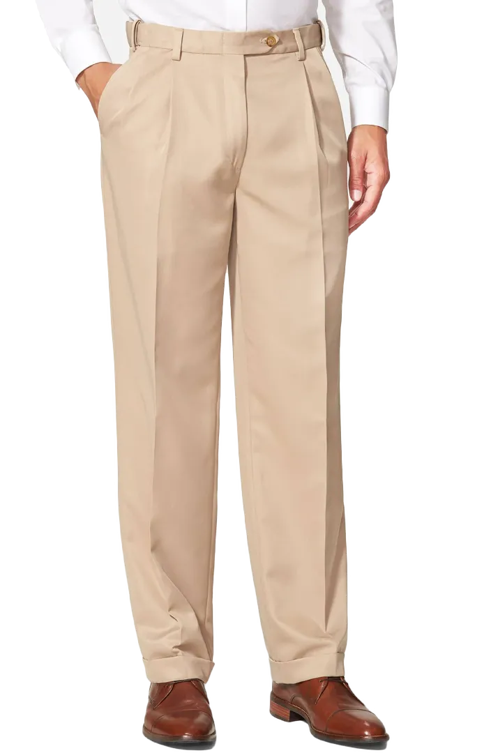 Modern Microfiber Performance Flat Front Pleated Front Long Rise Trousers