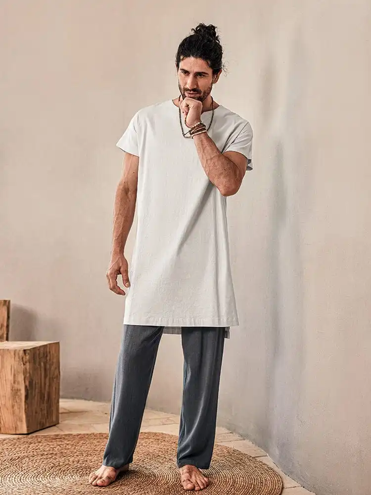 Soft Linen Blend Long Top Shirt