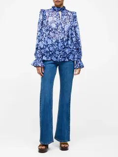 High Neck Creative Breathable Floral Print Turtleneck Top