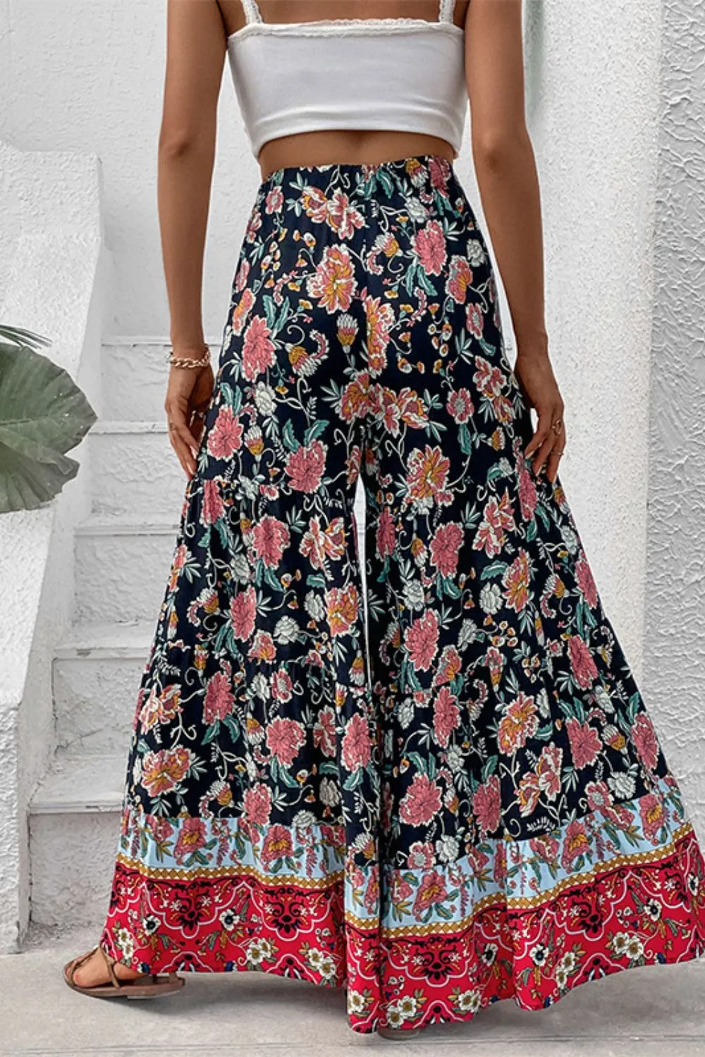 Palazzo High Waist Floral Wide Leg Pants