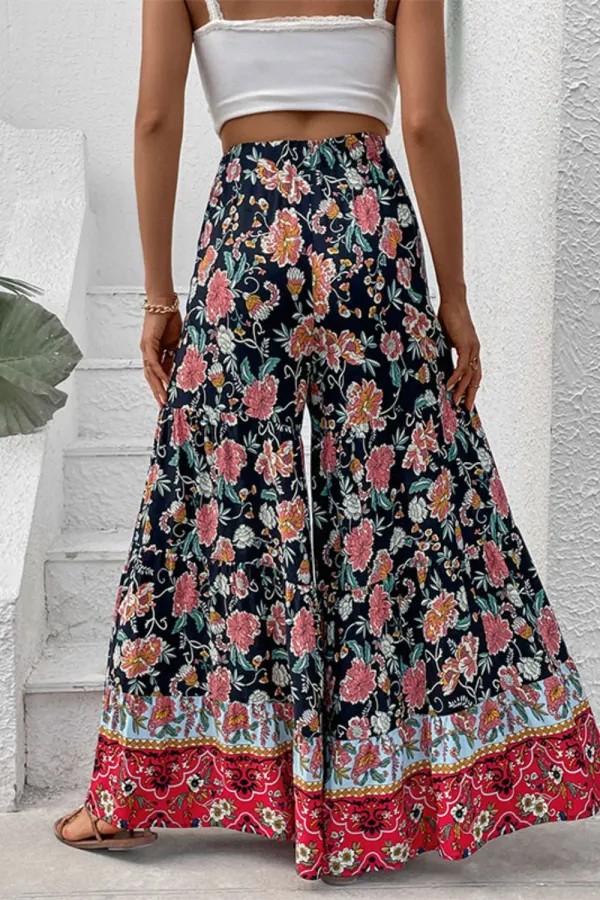Palazzo High Waist Floral Wide Leg Pants