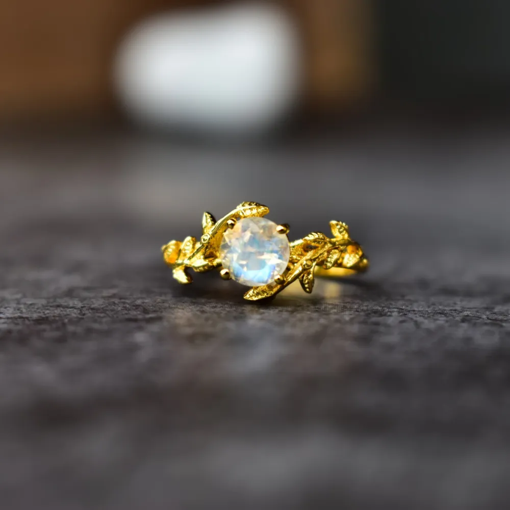 Nature Inspired Moonstone Ring
