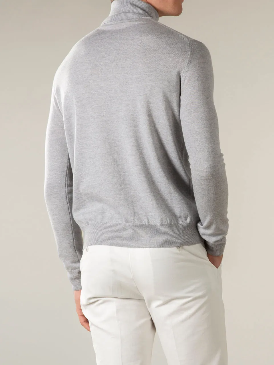 Cashmere Merino Blend Turtleneck Slim Fit Knit Construction Detail Turtleneck Sweater