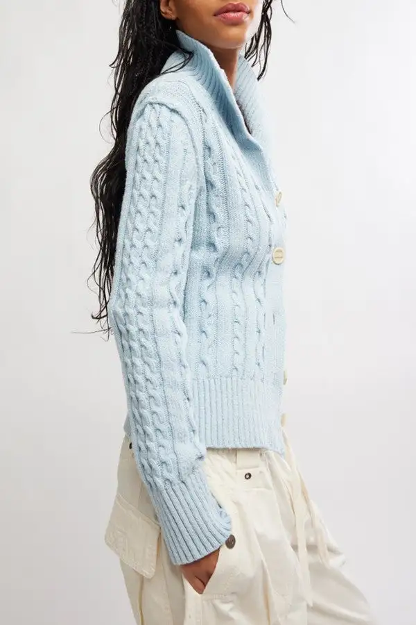 Light Blue Cable Knit Cardigan