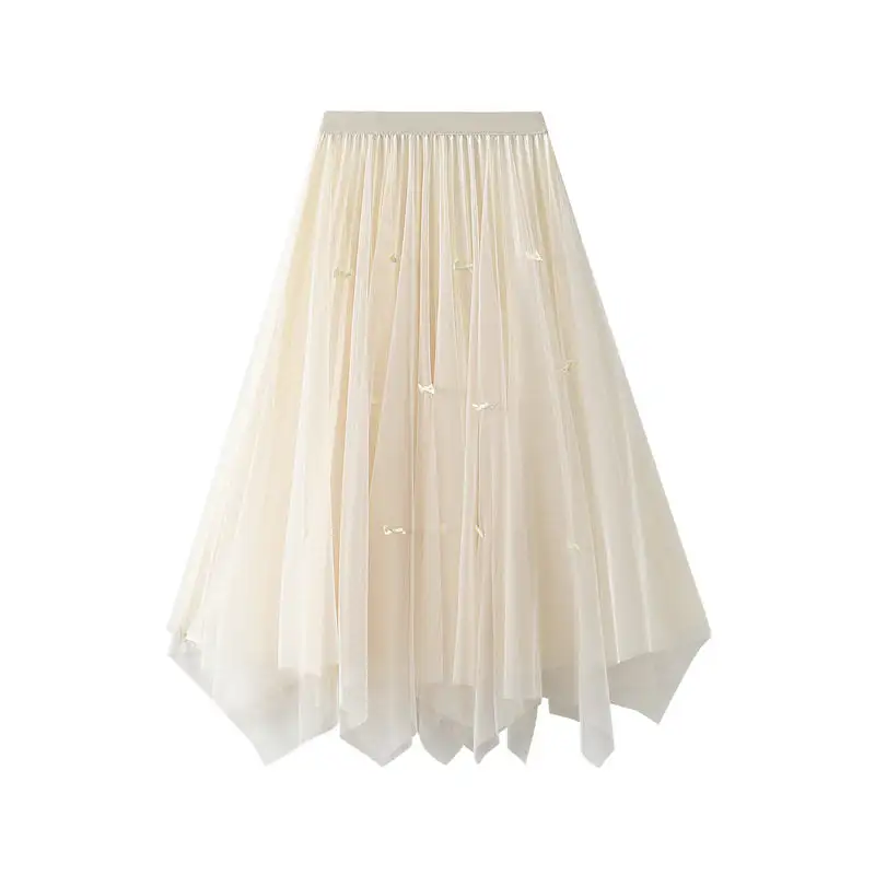 Textured Reversible High Waist Pleated Mesh Skirt