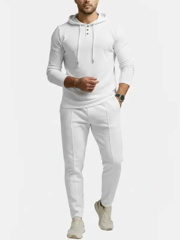 Ribbed Hoodie Tapered Jogger Two Piece Set
