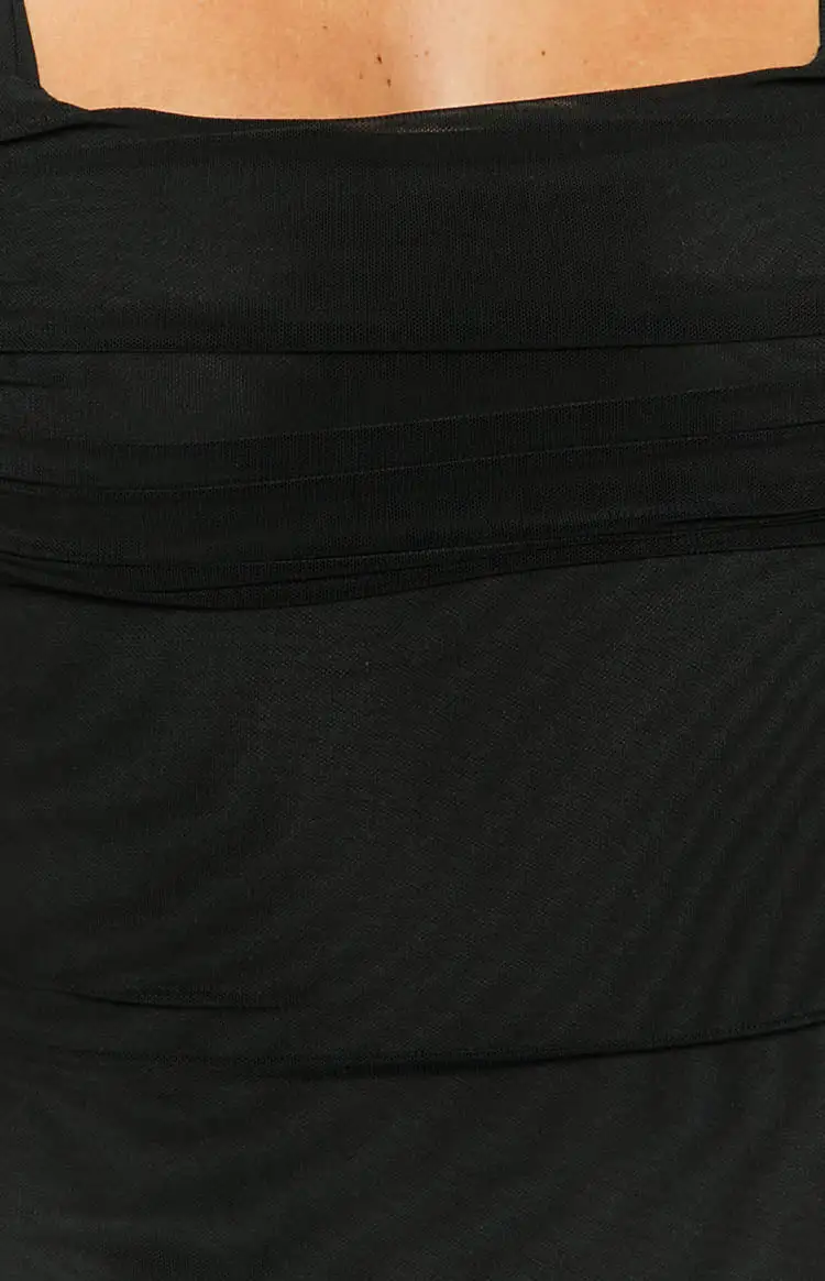 Square Neck Black Sleeveless Maxi Dress