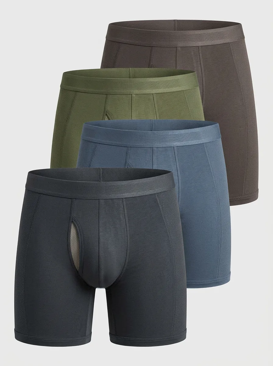 Timeless Solid Fit Men's Four Pack Boxer Briefs