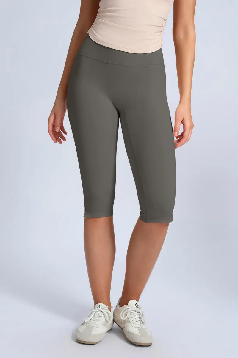 High-Waist Side-Slit Sculpting Capri Leggings