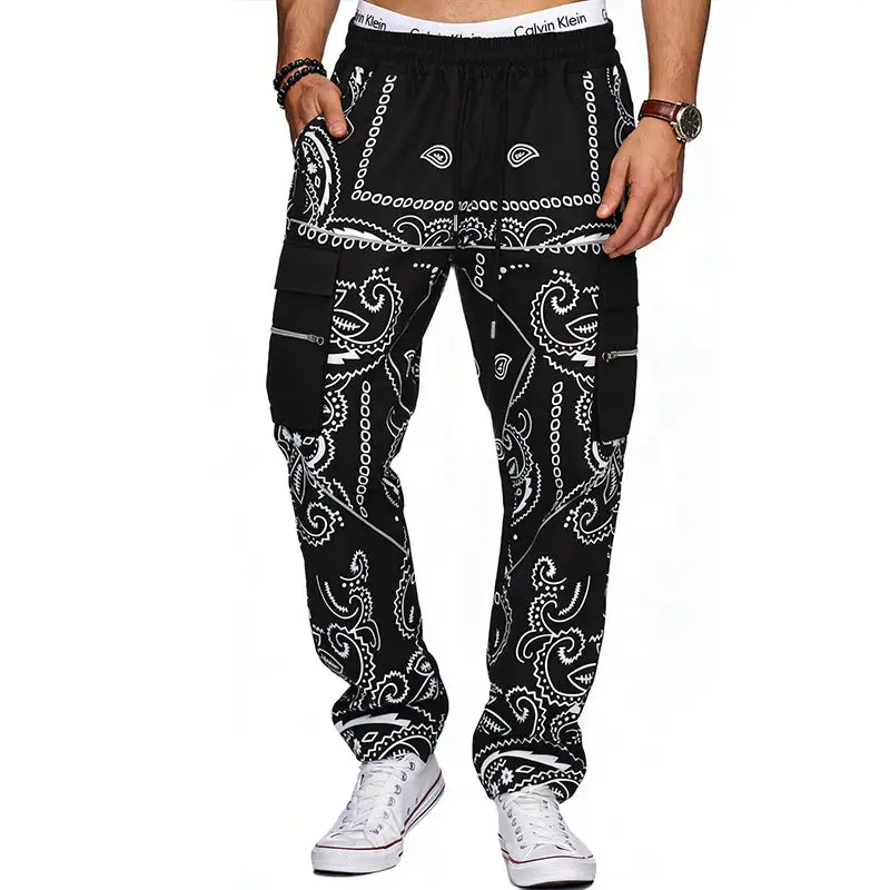 Men's Cargo Jogging Pants Waistband Pockets Cargo Pants