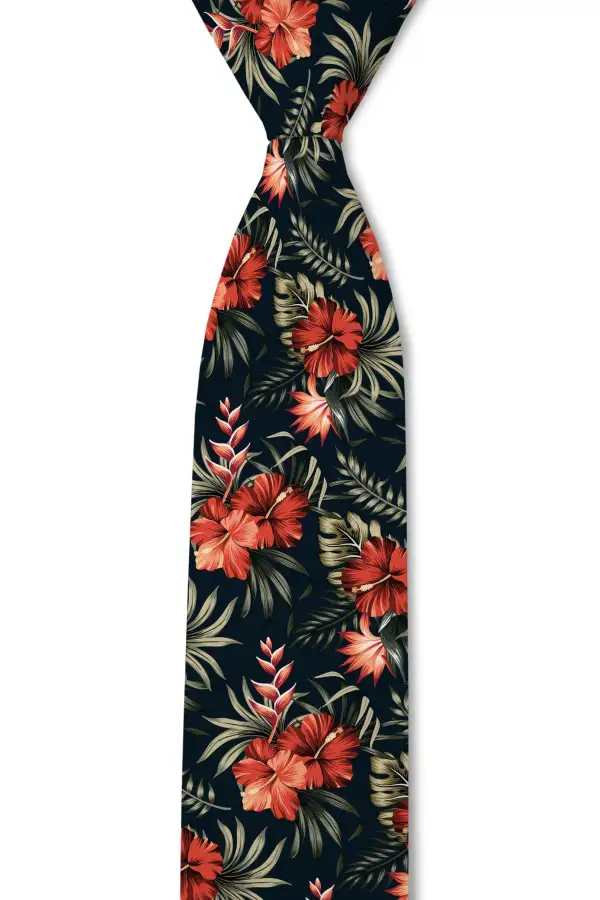 Hibiscus Floral Pattern Necktie