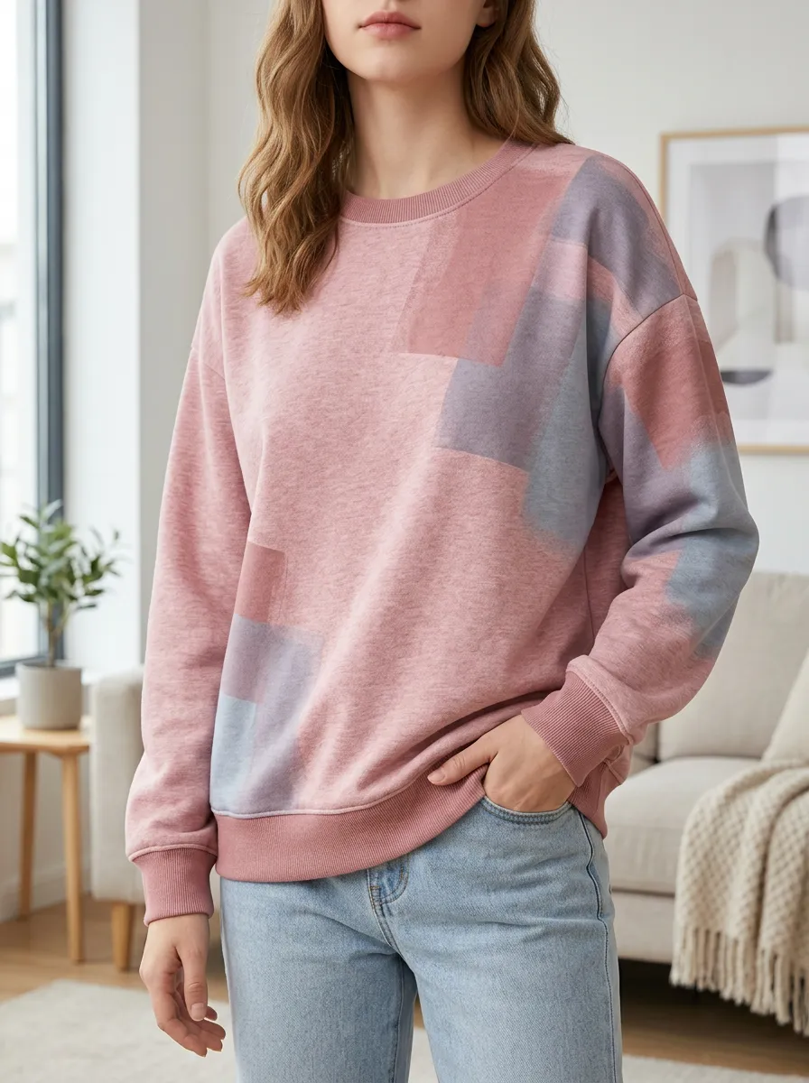 Women's Dusty Abstract Print Crewneck Sweatshirt