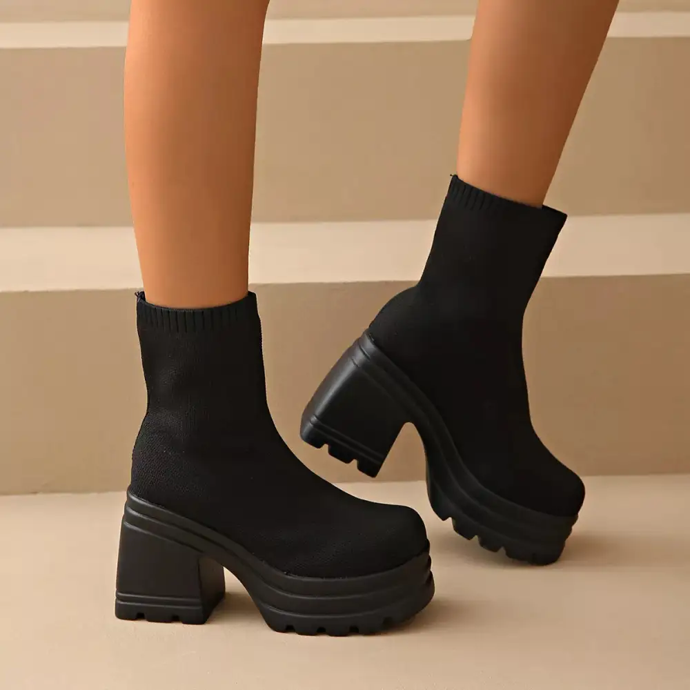 Classic Round Toe Block Heel Boots