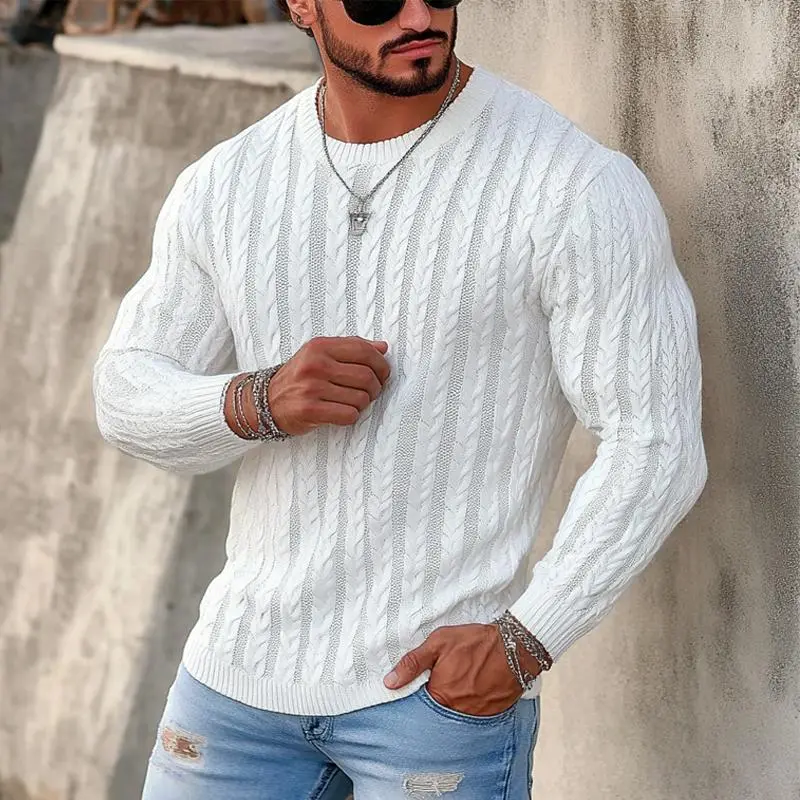 Structured Knit Pullover Sweater
