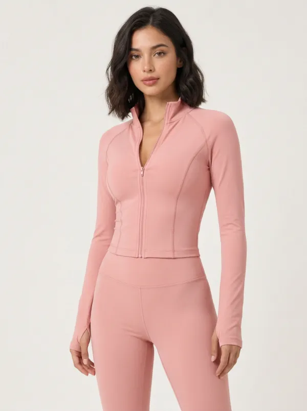 Women's Charcoal Thumbhole Contour Jacket and Flare Pants Set