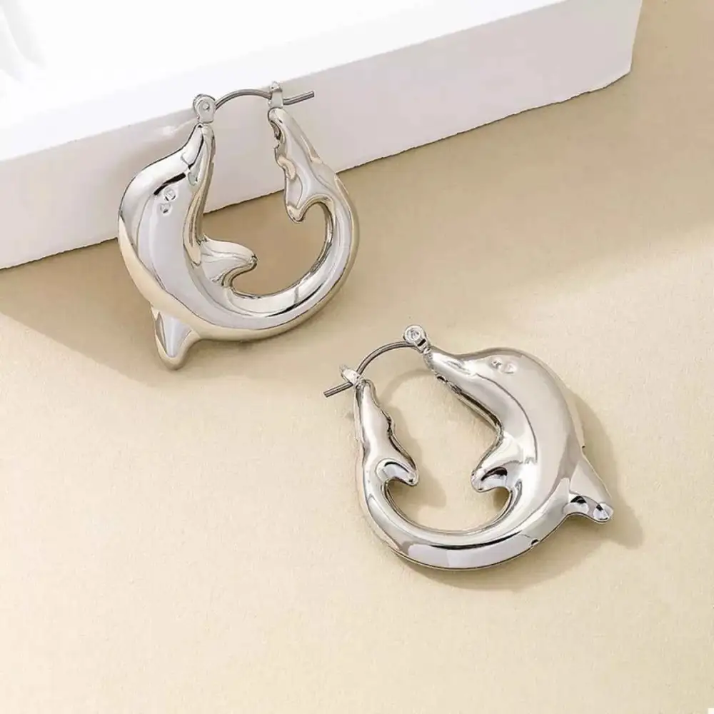 18K Gold Plated Dolphin Hoop Earrings