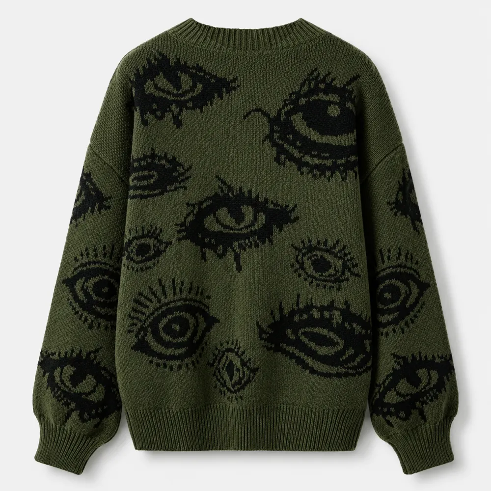 ’s Abstract Eye Knit Sweate