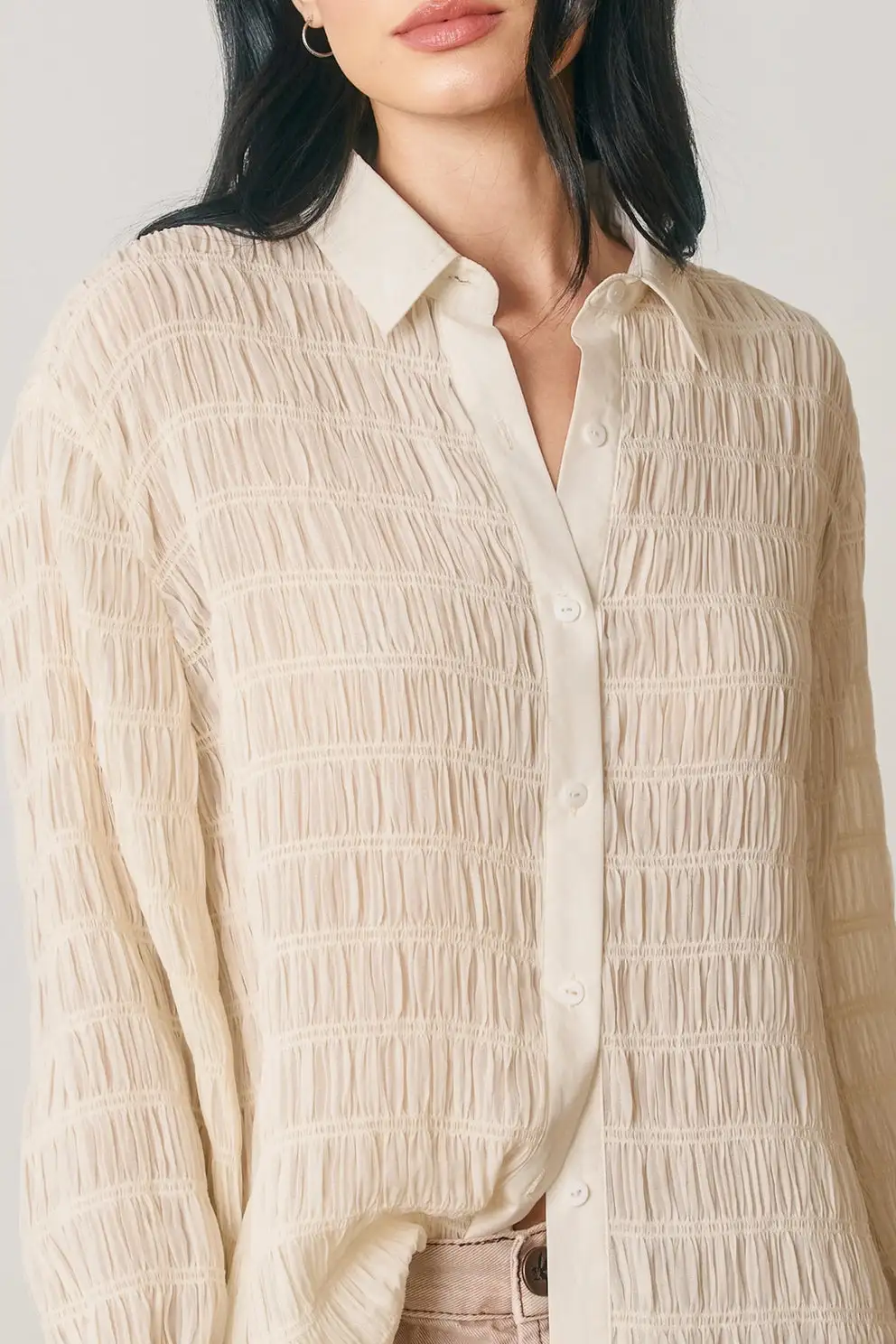 Textured Button Front Shirt
