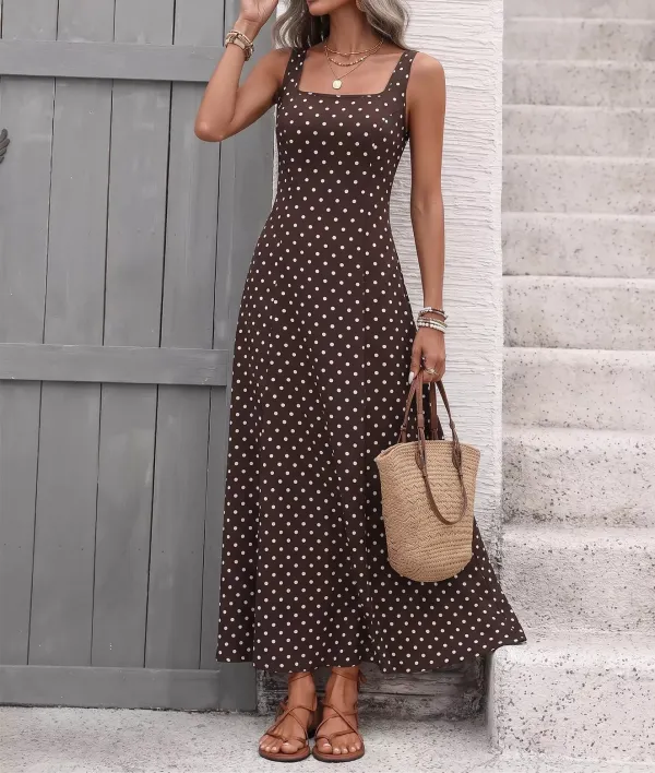 Polka Dot Sleeveless Maxi Dress