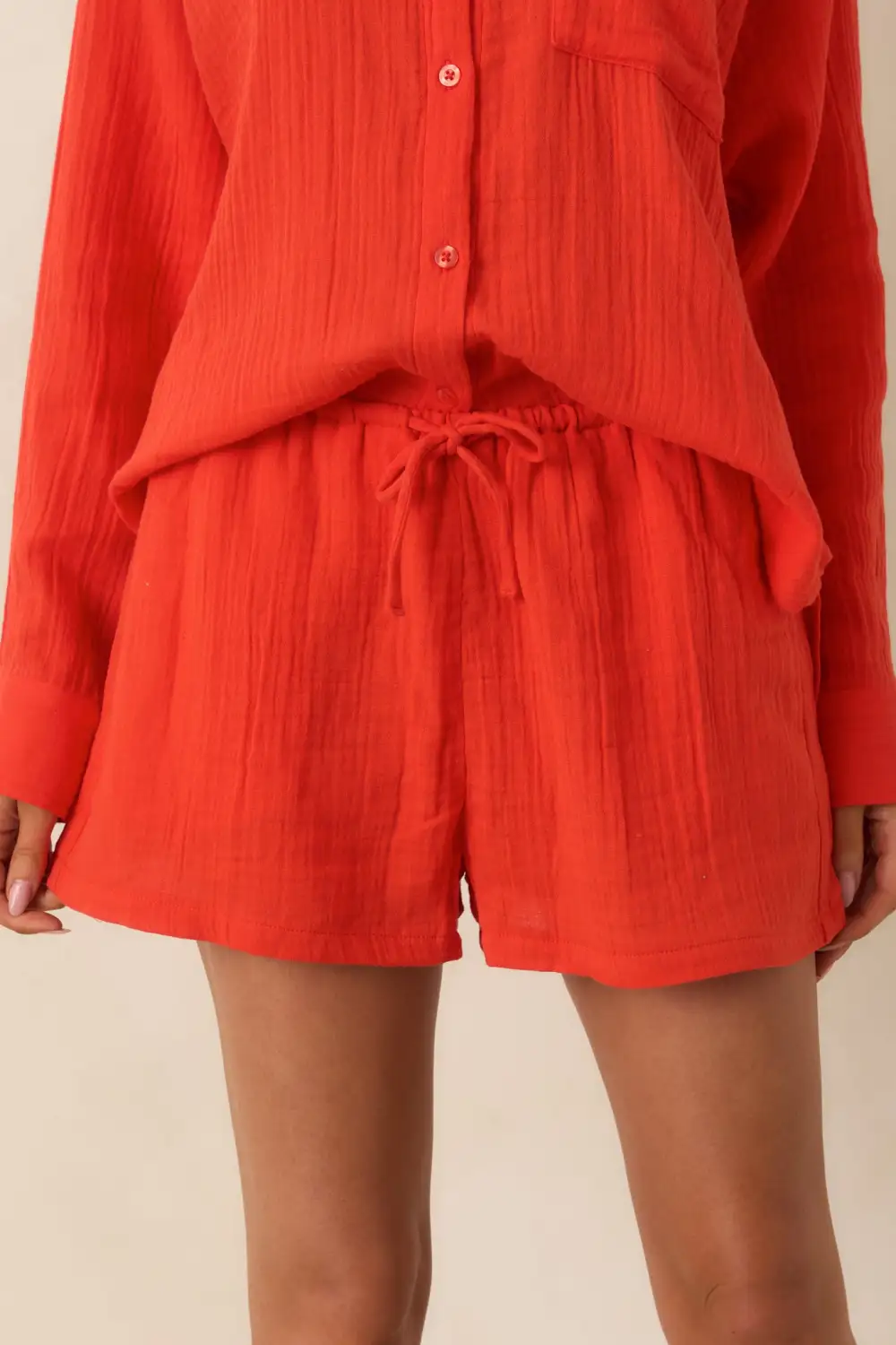 Drawstring Cotton-Gauze Palm Shorts