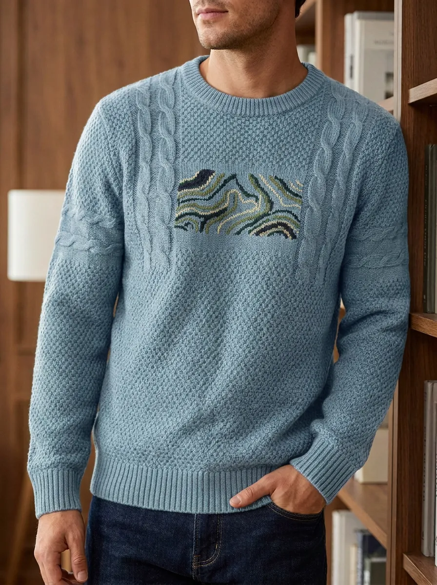 Men's Abstract Wave Sweater