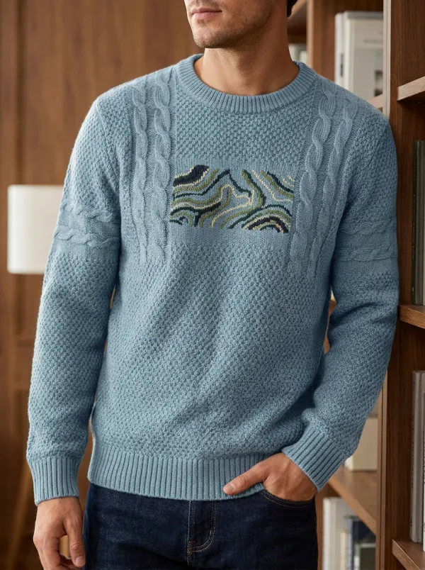 Men's Abstract Wave Sweater